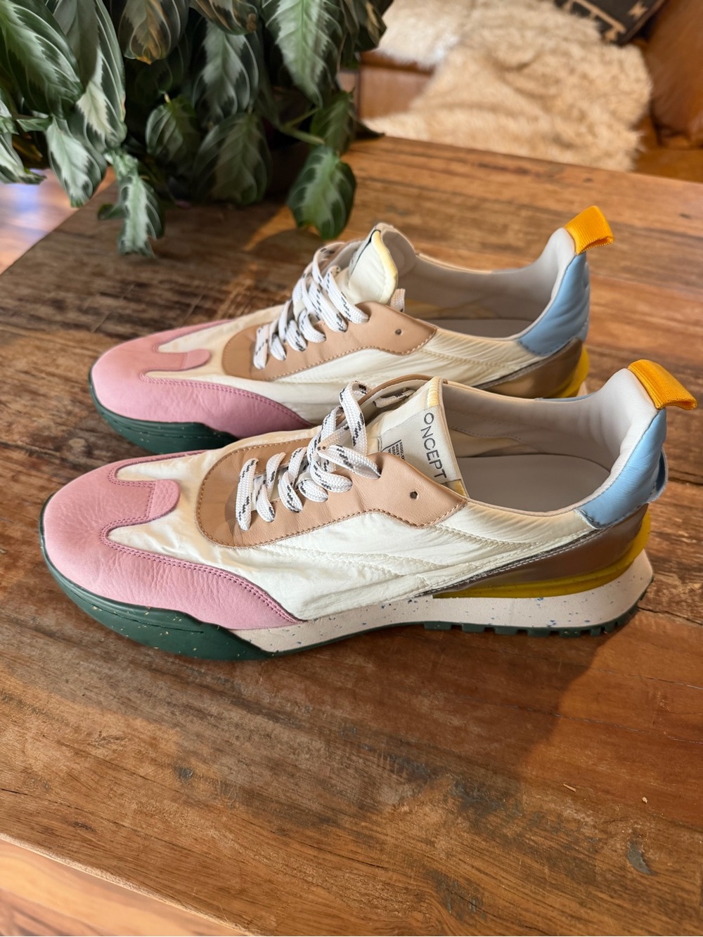 Oncept Pink, Cream & Blue Mixed-Material Women's Sneakers
